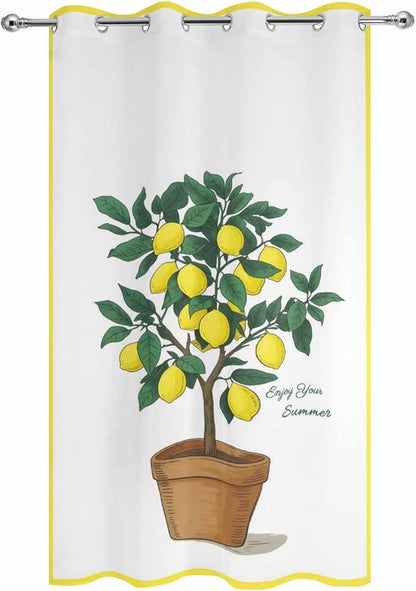Lemons Outdoor Curtains for Patio Summer Fruit Lemon Tree Waterproof Outside Curtains with Grommet Top Weatherproof Curtain for Cabana Pergola Gazebo, 1 Panel, 54" W x 95" L