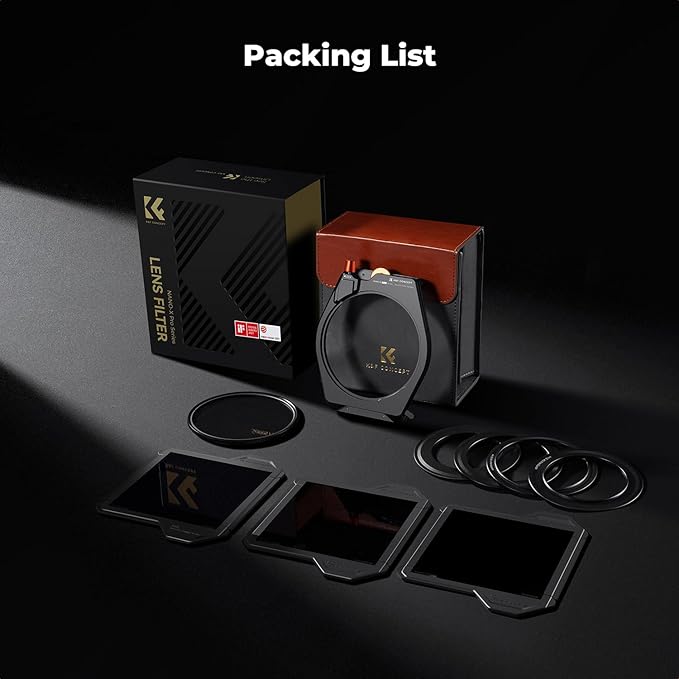 K&F CONCEPT X PRO Square Filter Holder System Kit (Filter Holder + 95mm Circular Polarizer + Square ND1000 Filter + ND8 + ND64 + 4 Filter Adapter Rings) for Camera Lens with36 Multi-Coated