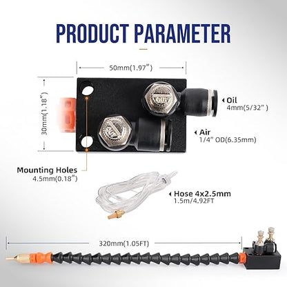 1/4" CNC Coolant Nozzle Mister for Milling Machine,Mist Coolant System for Metal Cutting Engraving Cooling Sprayer Machine for Mill Air Pipe Lathe