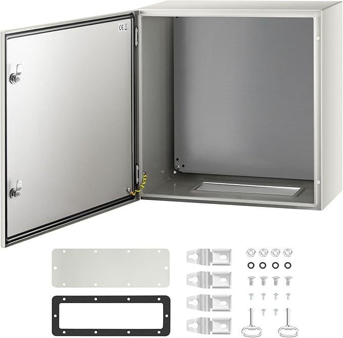 VEVOR NEMA Steel Enclosure, 24 x 24 x 12'' NEMA 4X Steel Electrical Box, IP66 Waterproof & Dustproof, Outdoor/Indoor Electrical Junction Box, with Mounting Plate