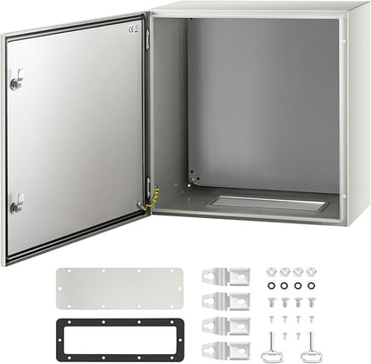 VEVOR NEMA Steel Enclosure, 24 x 24 x 12'' NEMA 4X Steel Electrical Box, IP66 Waterproof & Dustproof, Outdoor/Indoor Electrical Junction Box, with Mounting Plate