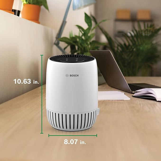 BOSCH Air Purifier for Home, Small Spaces (Covers, 500-sq ft), 2-in-1 Filter for Pollen, Smoke, Dust, Dander, Outdoor Pollution, Odors, HEPA, Air 500, White