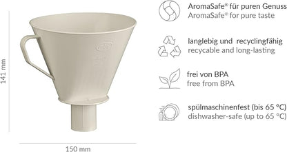 alfi Aroma Plus, Oatmeal Beige, Plastic Coffee Filter for Paper Size 4, Brew Coffee Filtered Directly in the Jug, Spout, with Handle, Dishwasher Safe, BPA Free