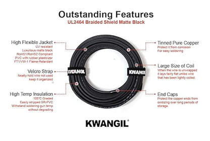3C 20AWG AMSB Shielded Cable Wire (UL2464) - Highly Flexible Str TC, PVC Ins, OS+TC BRD, PVC JKT for CNC Machine, Stepper Motor, VFD Spindle (Matte Black 100FT)