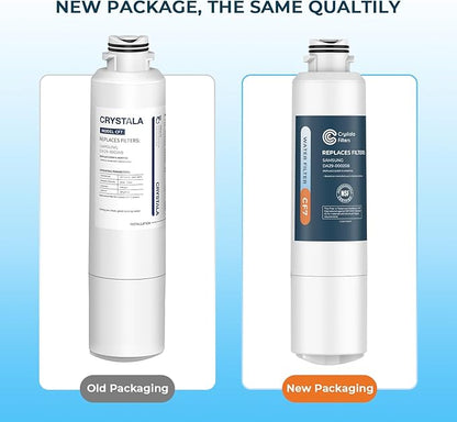 Crystala Filters Compatible with Samsung DA29-00020B Refrigerator Water Filter, DA29-00020A/B, DA29-00020B-1, HAF-CIN/EXP, 46-9101, RF4267HARS, RF25HMEDBSR, RF28HMEDBSR, RS25J500DSR, 2 Pack