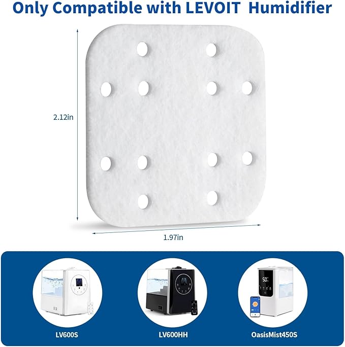36-Pack Mineral Absorption Pads Compatible with LEVOIT Humidifier Replacement Filter Compatible with LV600S,LV600HH,OasisMist450S