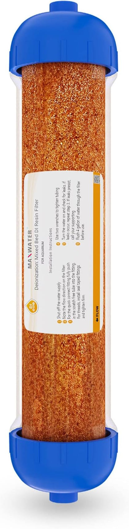 Max Water Mixed Bed Ion Exchange RODI Aquarium Filter Resin Replacement Cartridge, Compatible with 10" Reverse Osmosis Water Filtration System