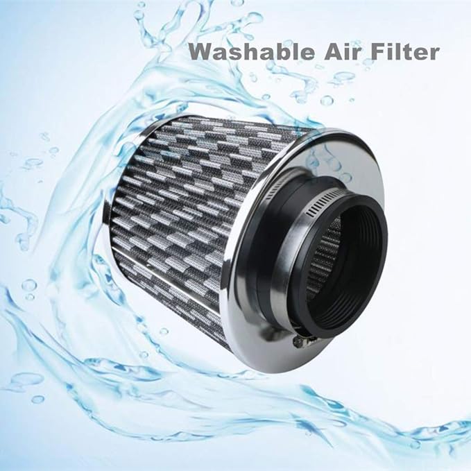 Universal Clamp-On Cold Intake Cone Air Filter 3", Washable Filter, High Flow Cone Filter, Flange Diameter 3 Inch Black