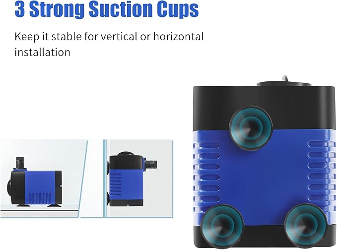 AQUANEAT Small Fountain Pump, 80 GPH Mini Submersible Water Pump with 3.3 ft Tubing, for Aquarium Fish Tank, Pet Water Fountain, Hydroponics, Pond Waterfall Filter Pump