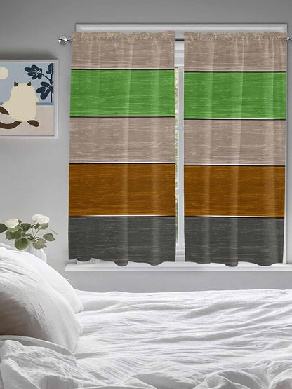 Farm Gray Green Brown Wood Grain Window Valance Curtains, Rustic Wooden Plank Light Filtering Kitchen Valance with 3-inch Rod Pocket for Living Room Bathroom Bedroom,2 Panel,52x72In