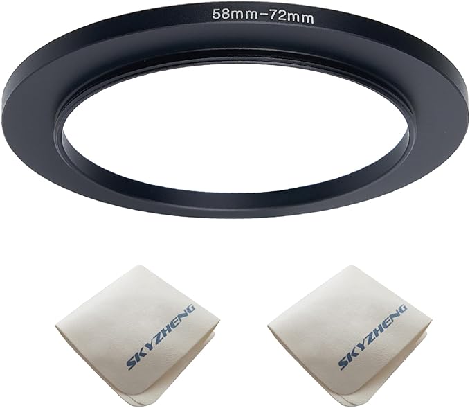 58mm Lens to 72mm Camera Lens Adapter 58mm to 72mm Step Up Ring Adapter Ring for All Brands of UV ND CPL, with Premium Lens Wiping Cloth 2 Pack (58mm-72mm)