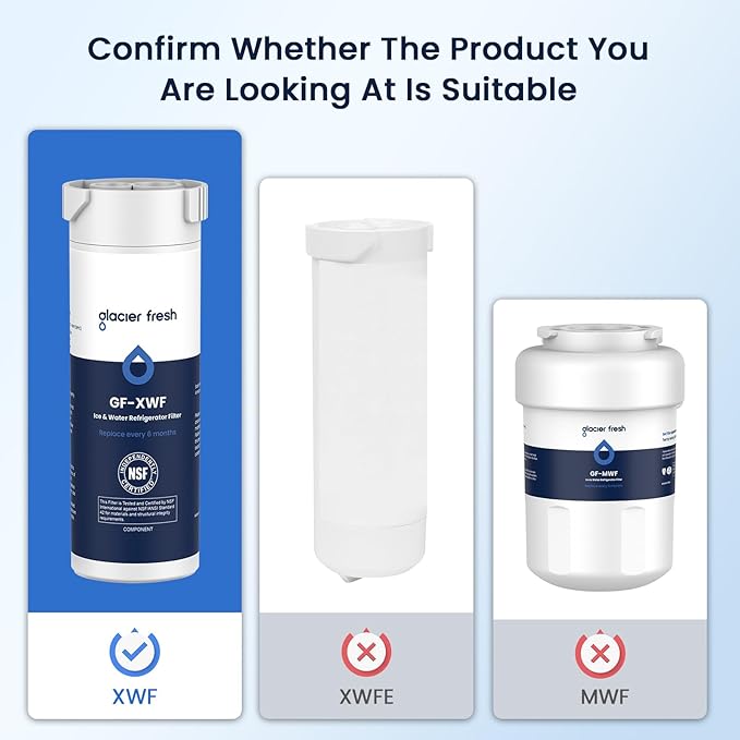 GLACIER FRESH XWF Replacement for GE XWF Refrigerator Water Filter Pack of 4 (Not XWFE)