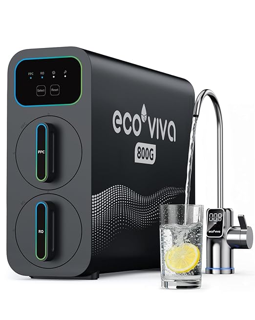 E8 800GPD Compact Reverse Osmosis System 800 GPD Fast Flow RO Water Filter, 9 Stage Tankless Under Sink RO Water Filtration System High Pure to Drain, LED Smart Real-Time Display Faucet