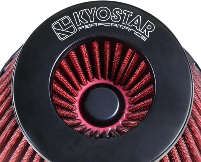Universal 6" 152mm igh-Flow Air Filter, Reusable Cone Cold Air Intake, High Performance, Washable, Clamp-On Car High Flow Air Kit, Flange Diameter: 6 Inch, Filter Height: 7 Inch, Red