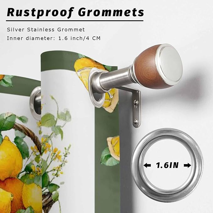 Lemon Outdoor Curtains for Patio Lemons Baskets Summer Tropical Plant Waterproof Outside Curtains with Grommet Top Weatherproof Curtain for Cabana Pergola Gazebo, 2 Pack, 54" W x 108" L