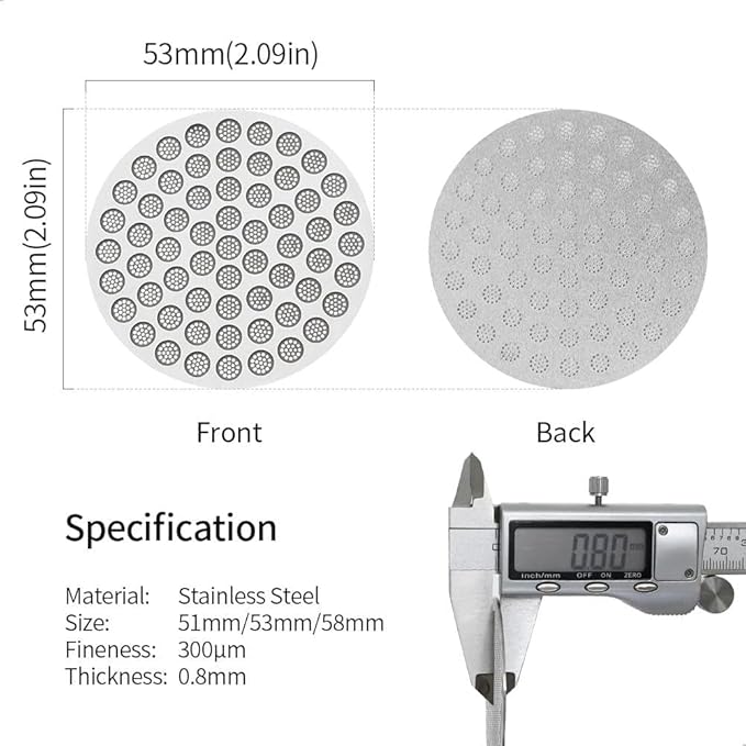 watchget 53mm Espresso Puck Screen Reusable Mesh Coffee Filter 0.8mm Thickness Puck Screen Stainless Steel Lower Shower Screen for 54mm Protafilter Basket
