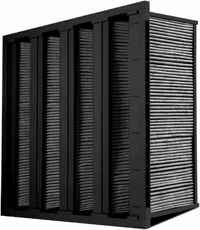 V-Bank Carbon Air Filter 12x24x12 (4V) MERV 15 – Activated Carbon Pleated HVAC Filter – VOC, Odor & Gas Removal – ABS Frame – High-Efficiency Commercial & Industrial Filtration – Pack of 2