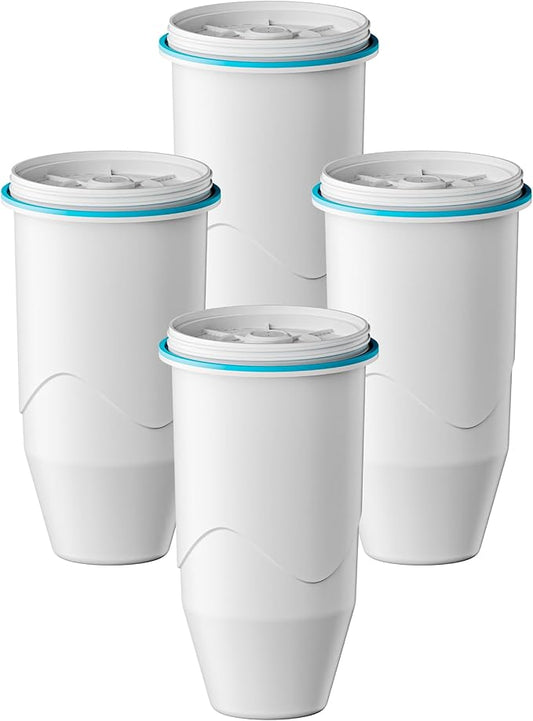 Compatible with Zero Pitchers and Dispenser, 0 TDS Premium Filtration, Fit for ZR-001 ZR-004 ZP-006 ZR-017 ZS-008 Filters, reducing Lead, Chromium, and Contaminants by Sensiblopt, 4 Pack