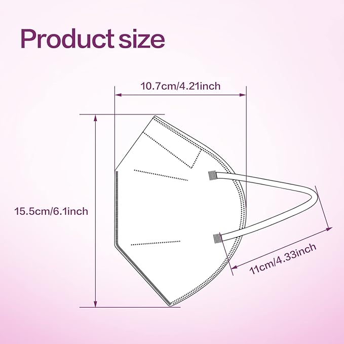 Miuphro KN95 Disposable Face Mask 25 Pack 5-Ply Breathable Safety Masks Against PM2.5, Disposable Respirator Protection Mask for Men and Women White