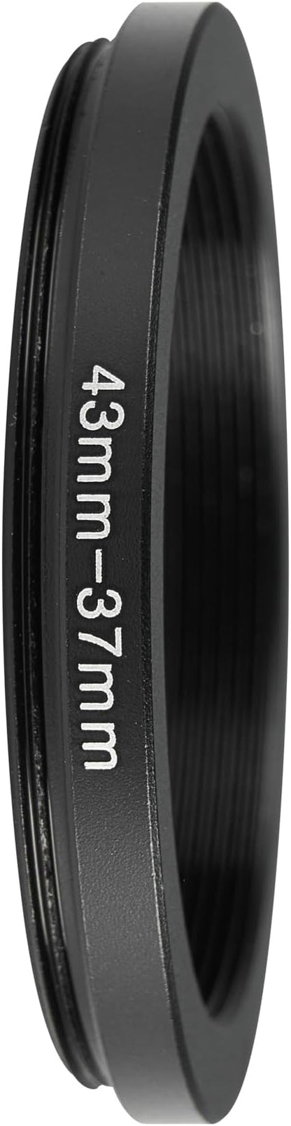 43-37mm Metal Step-Down Ring Adapter Compatible with Mirrorless Cameras DSLR Lens, UV CPL ND Filter Thread Converter, Black