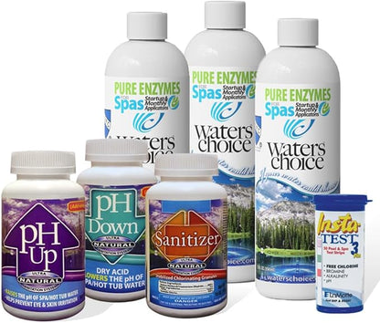 Waters Choice Complete Hot Tub Chemicals 3-Month Starter Kit-All-in-One Water Clarifier, Chemical-Free Spa Kit for Easy Water Care in Hot Tubs & Jacuzzis