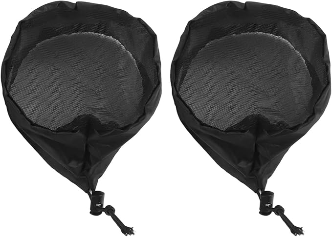 2 Pack Grow Tent Vent Duct Filter Covers with Elastic Band and Fixed Buckles, Silver-Coated Oxford and Mesh Cloth for Plant Greenhouses, Fits 4in 6in 8in Openings, Black(6in)