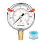 0 to 60 Psi Pressure Gauge, Glycerin Liquid Filled, 2.5 inch Dial, 1/4" NPT Lower Mount, Stainless Steel Case, for Pool Sand Filter, Water Pump, Propane, Coolant, CO2, Gas, Low Pressure Test