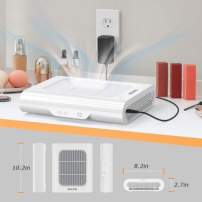 Nail Dust Collector Replacement Filter 2 Pack, Reusable Dust Filter for Acrylic Nails with Filter, Electric Cleaner Nail Fan Dust collector for Nail Polishing, Low Noise, Home Nail Salon
