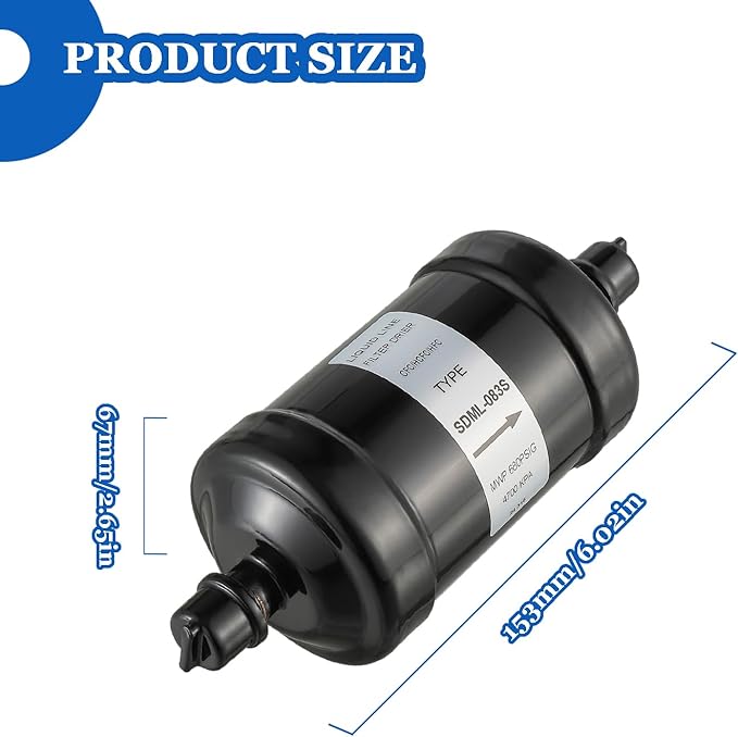 BOJACK Single Flow Refrigerant Filter Dryer Liquid Line SDML-083S 3/8" Sweat Filter Dryer for Refrigeration for HFC CFC HCFC Straight Cool Air Conditioners from 1 to 5 Tons