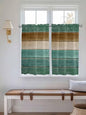 Vintage Plank Turquoise Brown Window Valance Curtains, Farmhouse Wood Grain Light Filtering Kitchen Valance with 3-inch Rod Pocket for Living Room Bathroom Bedroom,2 Panel,42x45In