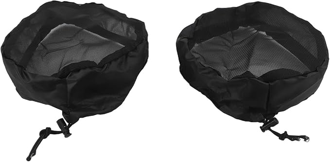 2 Pack Grow Tent Vent Duct Filter Covers with Elastic Band and Fixed Buckles, Silver-Coated Oxford and Mesh Cloth for Plant Greenhouses, Fits 4in 6in 8in Openings, Black(8in)