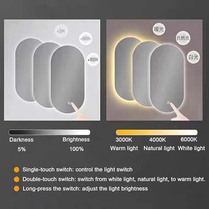 Bathroom Mirror with LED Lights，Bathroom Led Mirror ，Backlit Bathroom Mirror ，LED Mirror for Bathroom，Backlit Lighted Makeup Mirror，with Touch Sensor/Dimming/Demister pad(B,H100*W50cm/H39.4*W19.7IN)