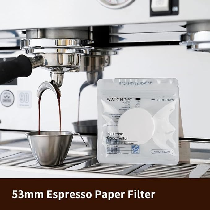 watchget 53mm Espresso Paper Filters - 1000 Pcs Unbleached Coffee Filter Papers for Espresso Machine, Puck Screen, Compatible with 54mm Portafilter Baskets