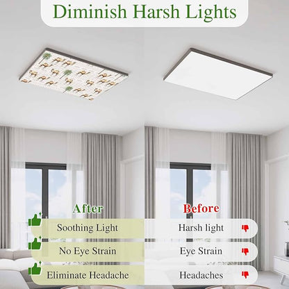 Fluorescent Light Covers for Ceiling Lights Desert Camel Magnetic Light Filters 3 Pack 4x2 ft Bohemian Southwest Date Trees Ceiling Lights Cover for Classroom Office School Home Drop Lamp Decor