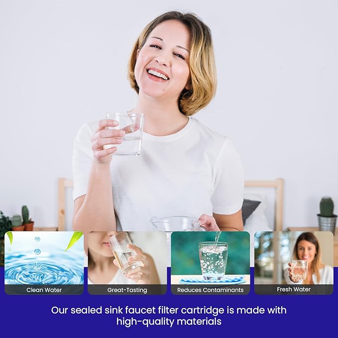 Crystal Quest Faucet Mount Filter Cartridge – Advanced Multi-Stage Filtration for Chlorine, Heavy Metals, VOCs, & More 6-12 Months Lifespan, Easy Tool-Free Installation