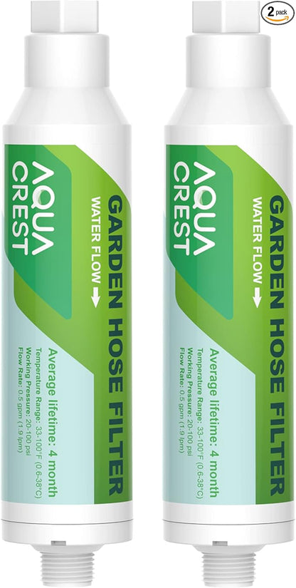 AQUACREST Garden Hose Water Filter for Plants, Greatly Reduces Chlorine, Odor, Improve Plants Health, Ideal for Organic Gardening, Farming and Pets, Pack of 2 (Package May Vary)