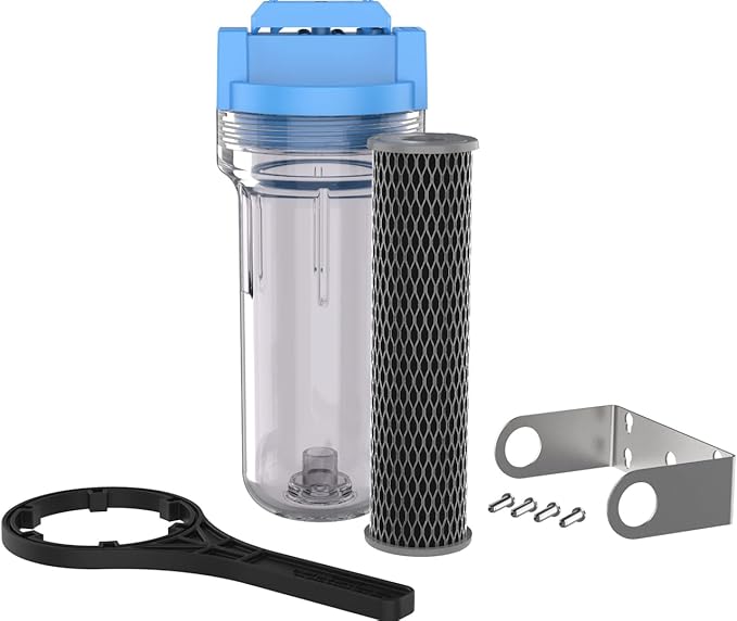 Pentair OMNIFilter U25 Filter System, 10" Standard Whole House Water Filtration System with Built-in Shut Off Valve, 3/4" NPT, Includes Housing, TO1 Cartridge, Wrench and Mounting Bracket, 5 Micron