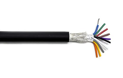 10C 22AWG AMSB Shielded Cable Wire (UL2464) - Highly Flexible Str TC, PVC Ins, OS+TC BRD, PVC JKT for CNC Machine, Stepper Motor, VFD Spindle (Matte Black 50FT)