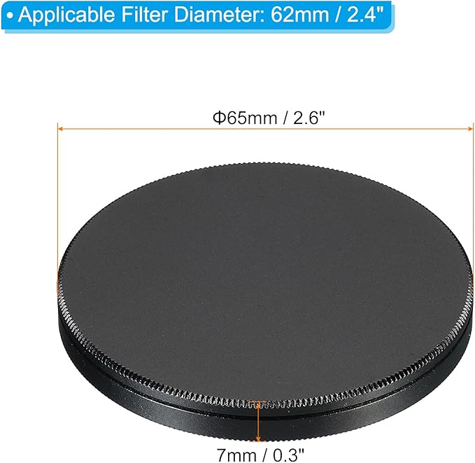 PATIKIL 62mm Lens Cap, 2 Pack Camera Lens Cap Cover Universal Front Metal Lens Filter Stacks Cap Protective Case for 62mm Camera Circular Polarizing Fader ND Filter, Black
