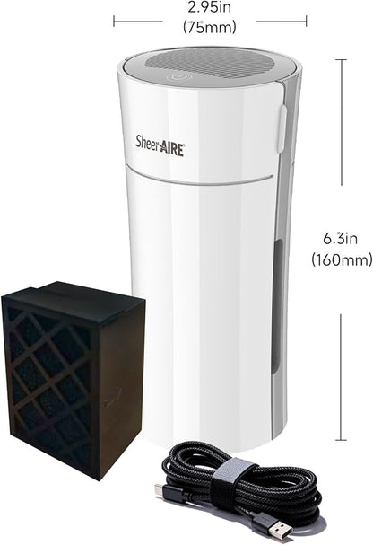 Home & Car HEPA Air Purifier USB-C Charging, Ultra-Quiet 22dB, Compact Design, Night Light, 360° Outlet, Suitable for Car Interiors, Desks, Dorms & Pet Crates