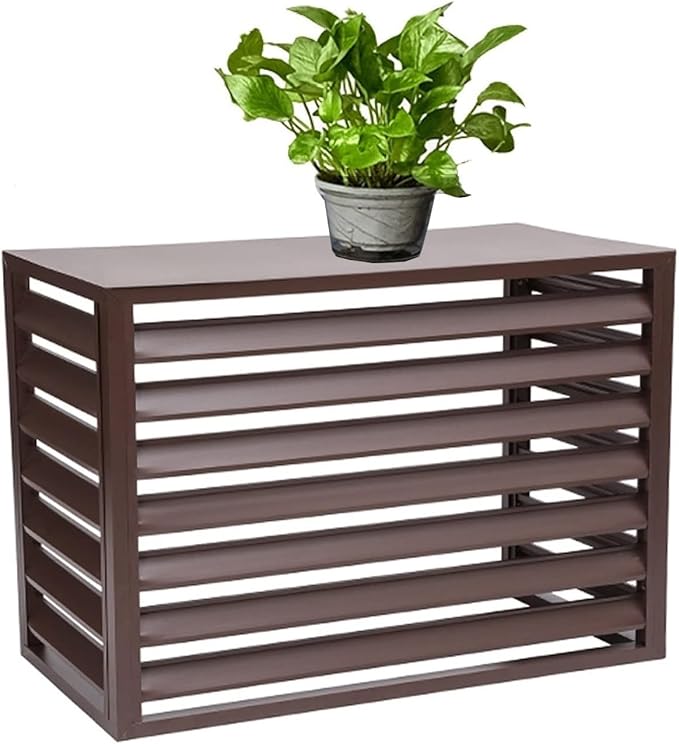 Aluminum Air Conditioner Cover, Privacy Fence Screen, Outdoor Condenser Protective Cover, Freestanding Louvered Space Divider, Trash Can Enclosure & Flower Stand, Suitable for Outdoor