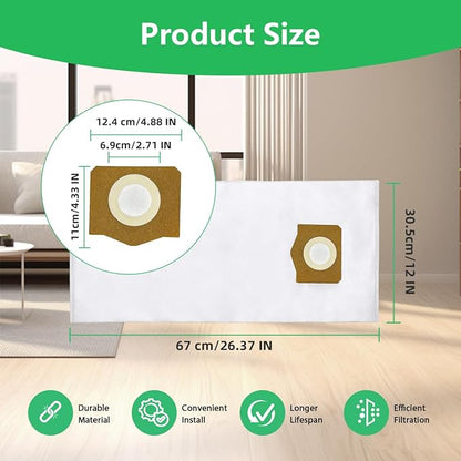 8 Pack AVG0905 Dust Filter Bags, Compatible with EGO Power 9 Gallon Wet/Dry Vacuum WDV0900, High Efficiency Dust Collection Vac Bags