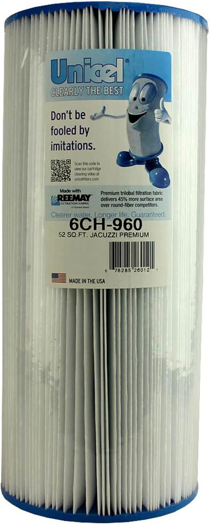 Unicel 6CH-960 52 Square Foot Media Replacement Hot Tub Spa Filter Cartridge with 113 Pleats (4 Pack)