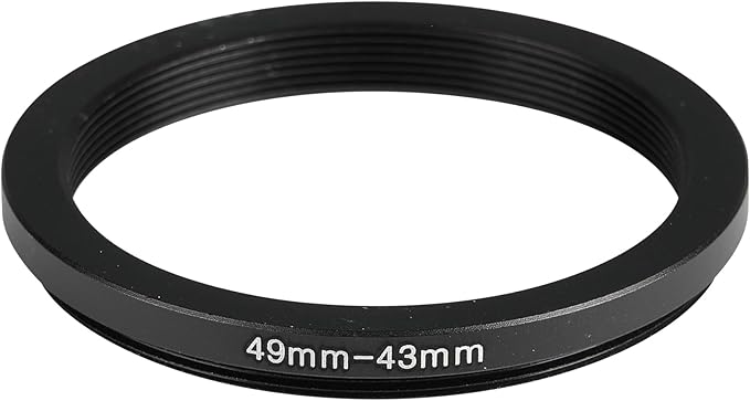 49-43mm Metal Step-Down Ring Adapter Compatible with Mirrorless Cameras DSLR Lens, UV CPL ND Filter Thread Converter, Black