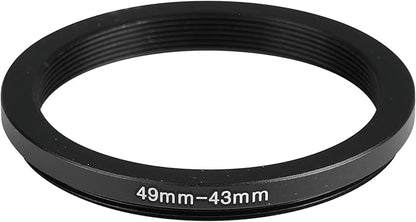 49-43mm Metal Step-Down Ring Adapter Compatible with Mirrorless Cameras DSLR Lens, UV CPL ND Filter Thread Converter, Black