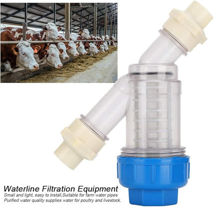 Poultry Water Line Strainer | Farm Water Treatment System for Chickens/Ducks/Livestock | Replaceable Screen Sheet Purifies Water Supply | 29x19x9cm Plastic Strainer
