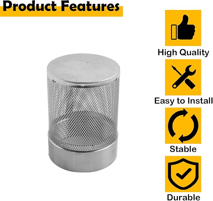 Dia Hose Inlet Suction Strainer Filter, Stainless Steel Water Pump Filter for Garden Irrigation, High Pressure Water Pump, Sprayer & Plumbing Systems (63mm)
