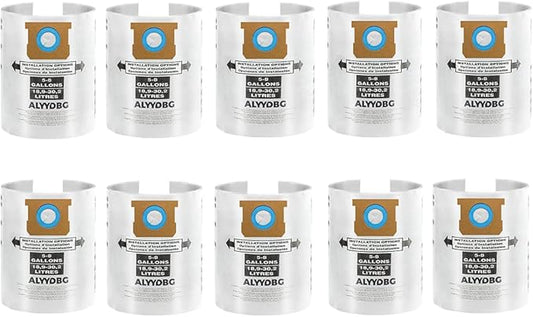10 Pack Shop Vac 5-8 Gallon Filter Bags, ALYYDBG Type E 90661 9066100 9066133, Type H 90671 9067100 9067133 Disposable Dust bags