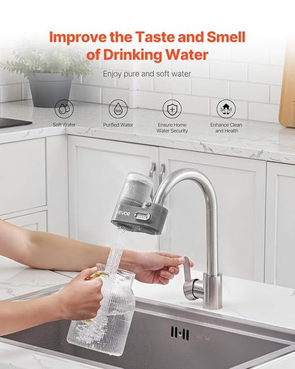VEVOR Water Filter for Sink Faucet, Faucet Mount Water Filtration, 5-Stages Filter Reduce 97% Lead, 95% Chlorine, Rust, Skincare Tap Water Purifier for Kitchen Bathroom,1 Filter, Grey