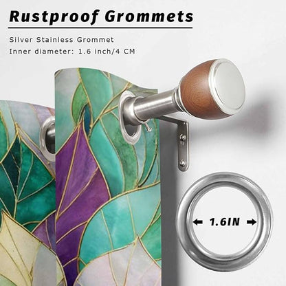 Leaves Outdoor Curtains for Patio Gorgeous Leaf Abstract Spring Waterproof Outside Curtains with Grommet Top Weatherproof Curtain for Cabana Pergola Gazebo, 2 Pack, 54" W x 108" L